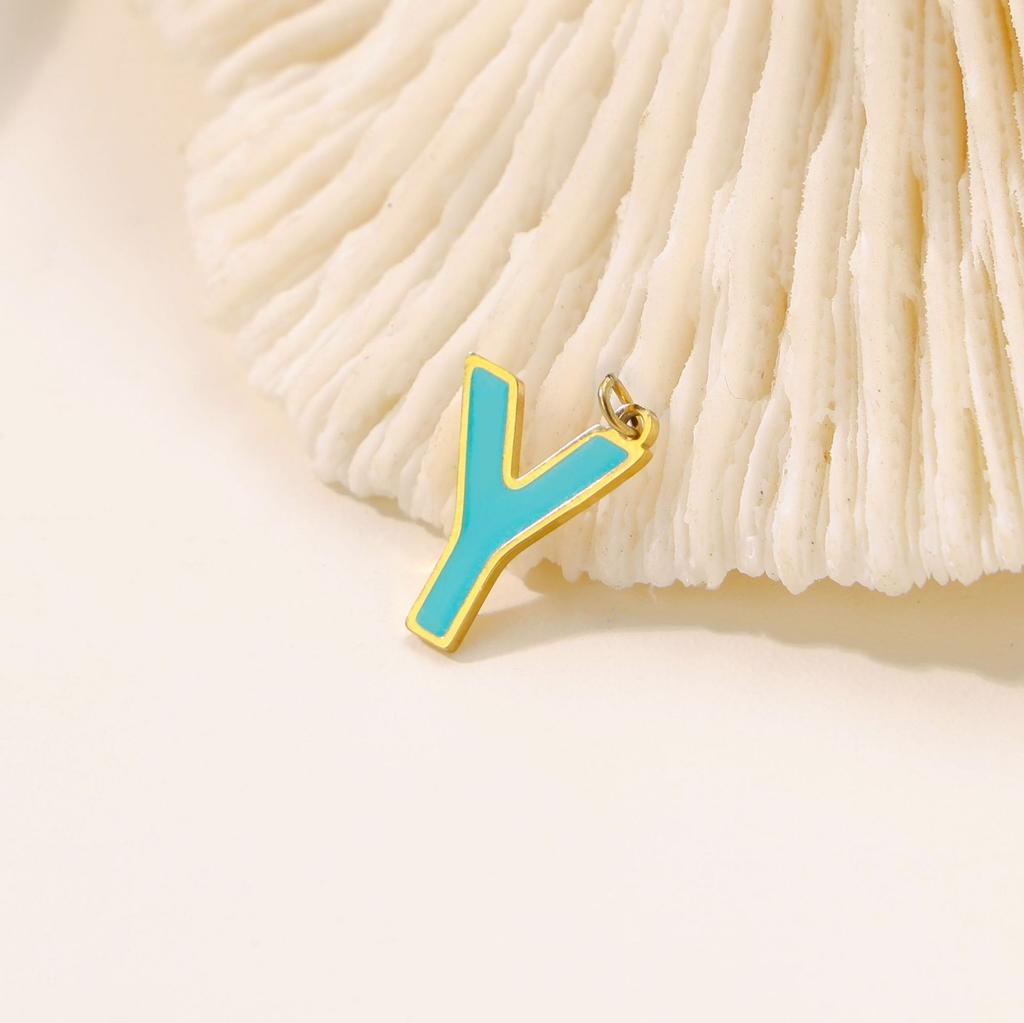 CARLIDANA Hot Sale New Style Hot Sale DIY Accessories Oil Drop Colorful Initial A -Z Letter Brand Stainless Steel Pendant Charms