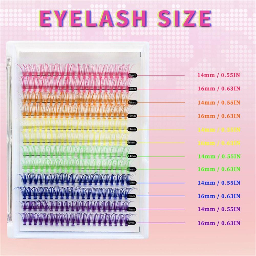 

D Curl 240 шт. Цветные кластеры ресниц Красочные радужные отдельные ресницы для самостоятельного применения