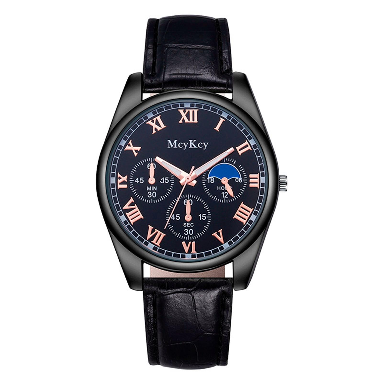 Men s Business Watch Quartz Leather Wristband Watch Gift Watch One Size