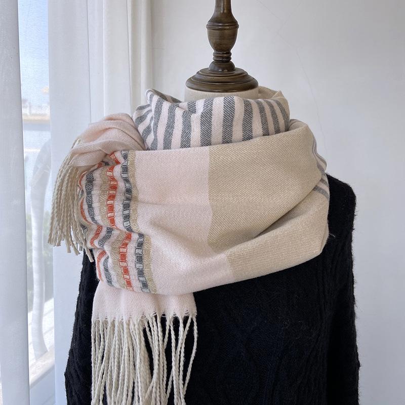 Plaid Tassel Scarf - Soft Imitation Fleece, Warm & Windproof Shawl for Men and Women, Perfect for Autumn and Winter Outdoor Fashion