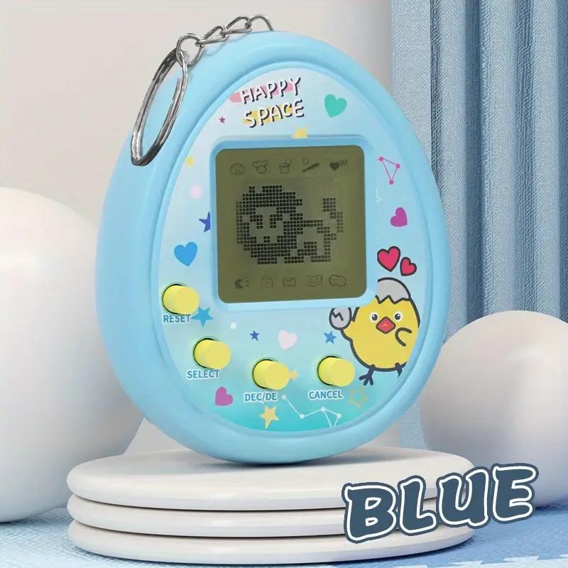 Cute Cartoon Handheld Virtual Pet Game Console With Keychain Portable Mini Electronic Pet Raising Machine Battery Powered