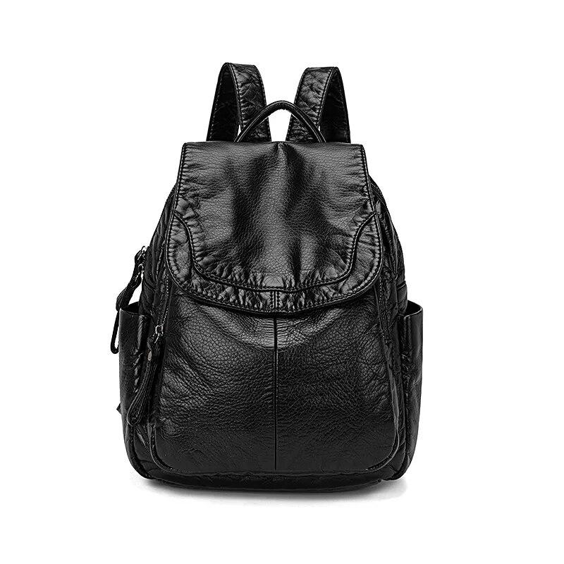 Damenrucksack, weiß gewaschenes Leder, Rucksack für Damen, kleine Schultaschen für Mädchen im Teenageralter, All-Match-Freizeit-Reisetasche