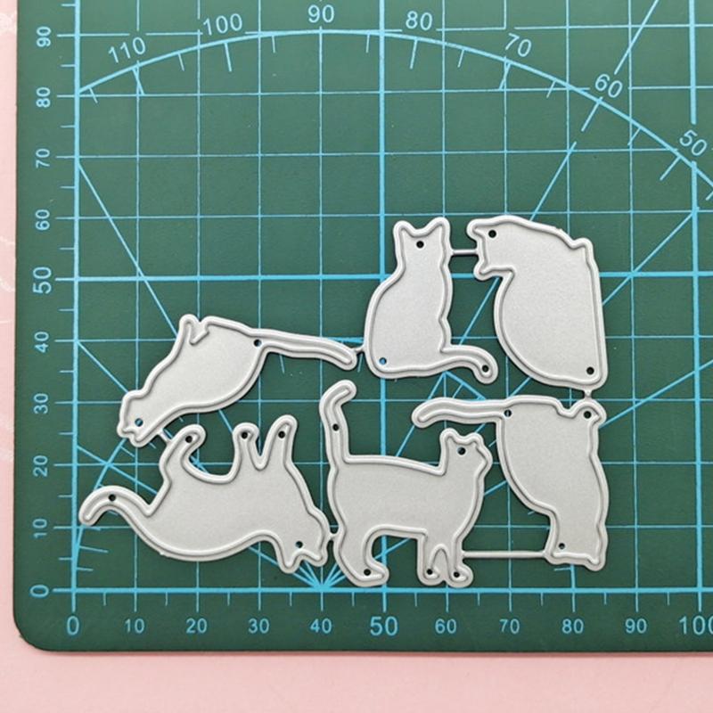 Multipurpose Kitten Animal Shape Cutting Dies Carbon Steel Die Cut Metal Embossing Stencils for Card Making Scrapbooking