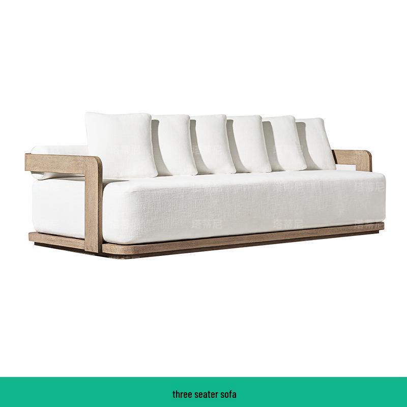 Rainproof Teak Outdoor Sofa – Solid Wood Garden, Courtyard, Balcony & Hotel Furniture