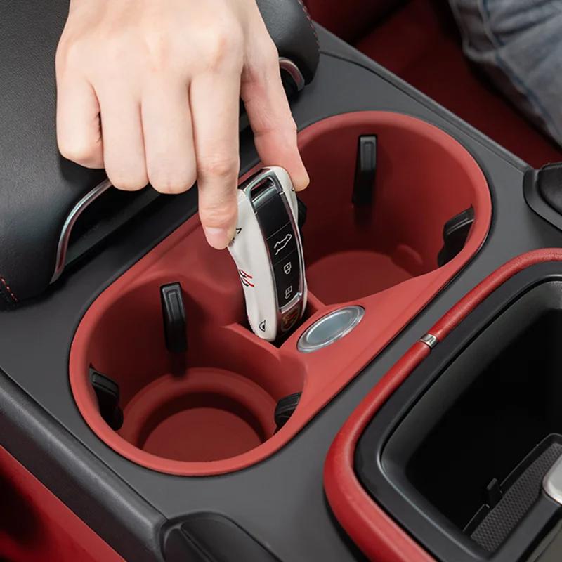 Car Cup Holder For Porsche Macan Cayenne Center Console Bottle Holder Insert Anti Slip Drink Storage Organizer Auto Accessories