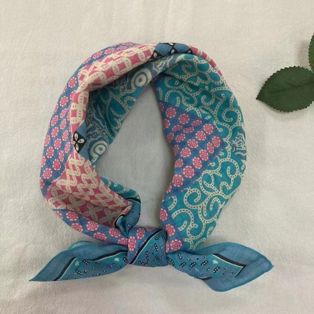 Comfortable Square Headwrap Skin-Friendly Floral Neckerchief Trendy Silk Scarf  Daily Style A