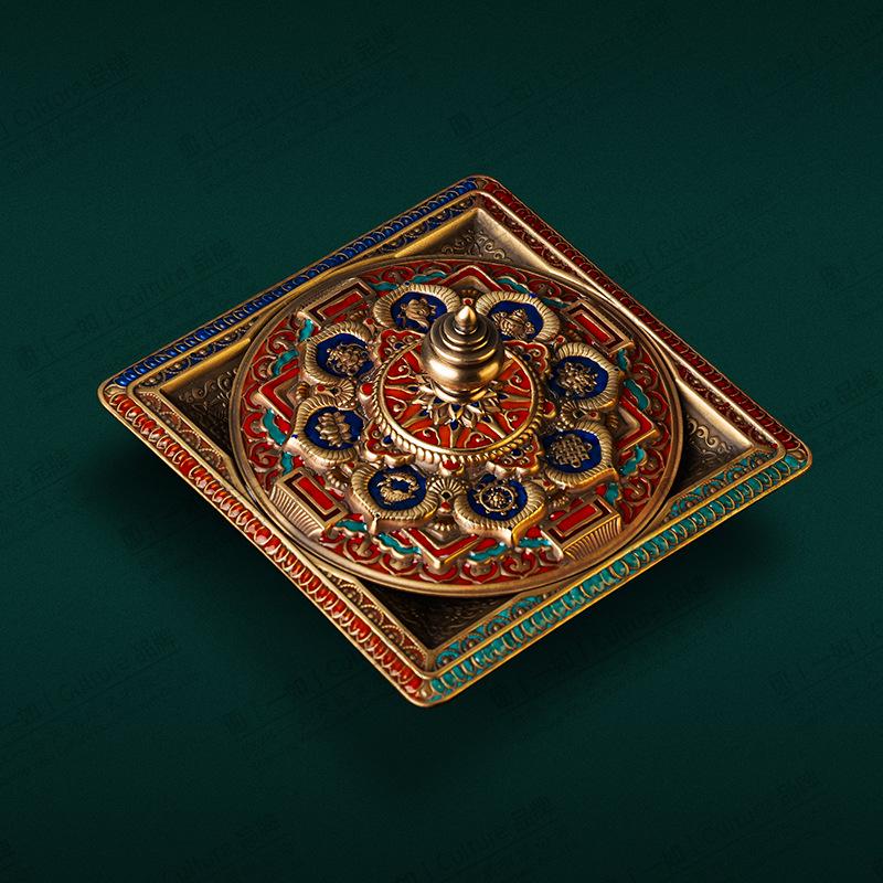 Authentic Brass Dharma Wheel Incense Holder  Burner 103 x 103 x 51 mm