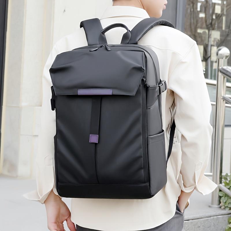 Large Solid Color Oxford Business Backpack - Spacious Commuter Bag with Waterproof Laptop Compartment