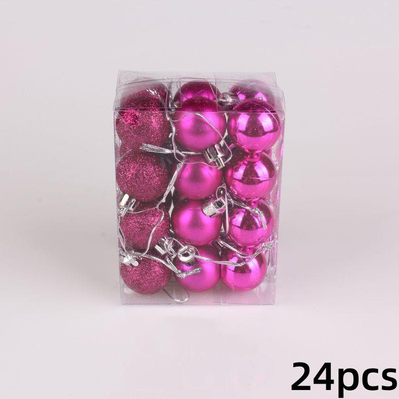 

24шт Рождественский шар Пластиковый яркий шар Рождественские цветные шары Рождественская елка Декоративный шар 24-pcs розы красного