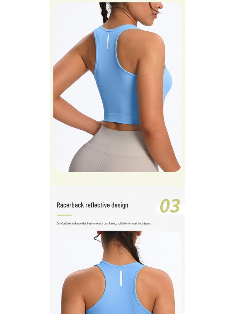 Women's Halterneck Sports Bra - Seamless Summer Yoga Vest Top for Running and Fitness