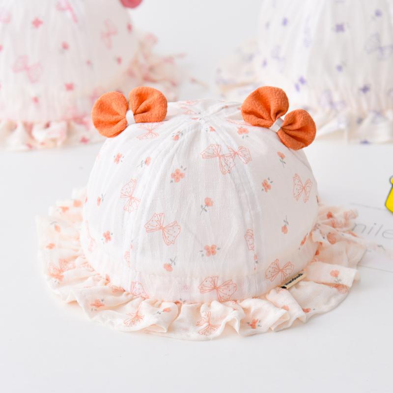 Spring Baby Bucket Hat With Cute Bow Unisex Infant Windproof Sun Hat Adjustable Brim For Newborns And Toddlers