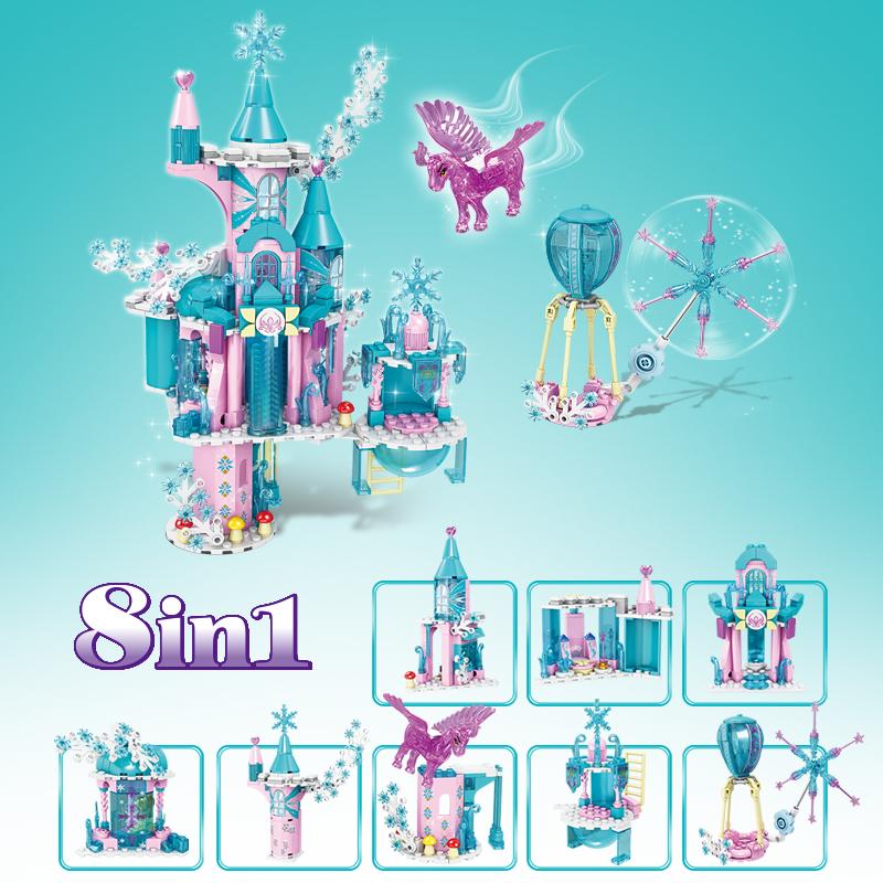 Non-Toxic Magic Ice Snow Castle Building Blocks Fairy Tale Princess Castle Diy Model Bricks City Street View Kids Diy Toys Holiday Gifts