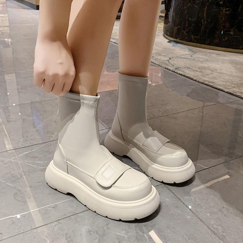 Fashion Lightweight Booties Plain Thick Platform British Style Ankle Boots for Women Designer Luxury Autumn Trend 2025 Woman Short Shoes