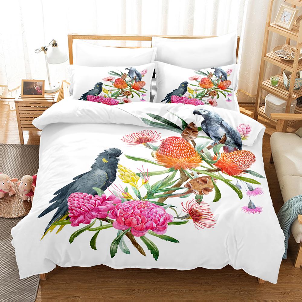 3D Printed African Parrot Bedding Set Down Quilt Cover With Pillowcase Double SIngle King 3D Printed Anime My Dress-U