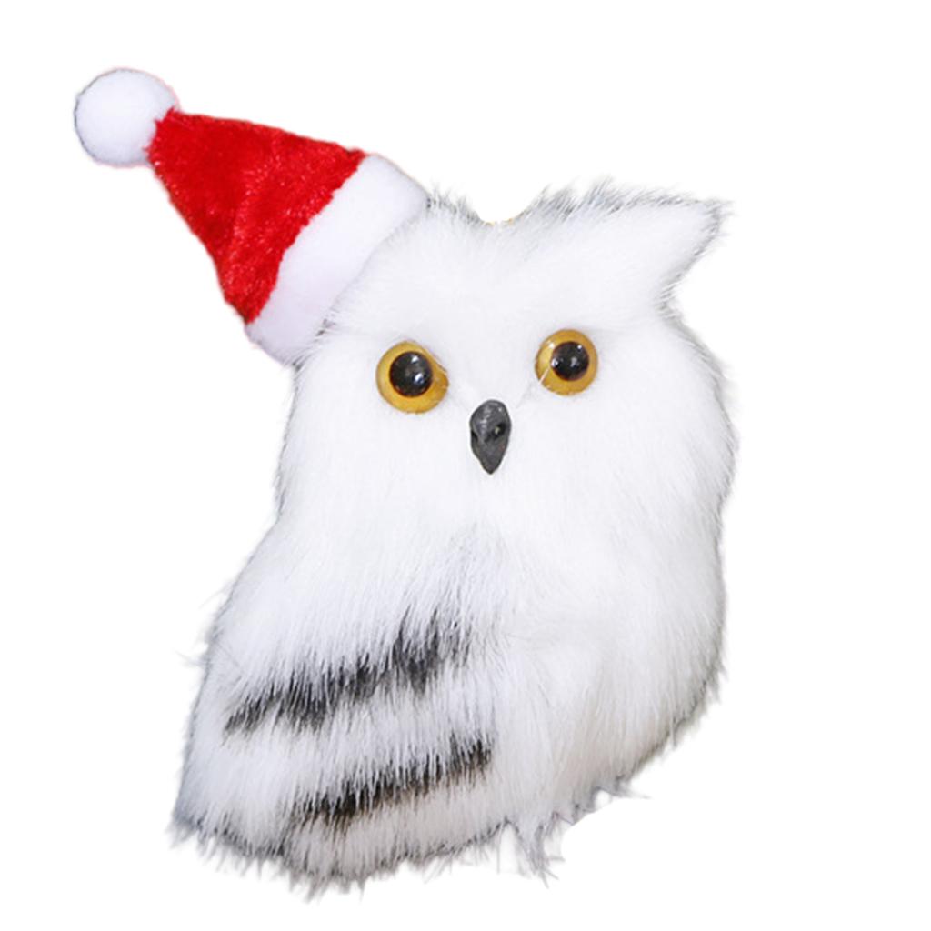 Elegant White Owl Christmas Ornament White Owl Miniature Toy for Kids Educational Animal Models Home Decoration