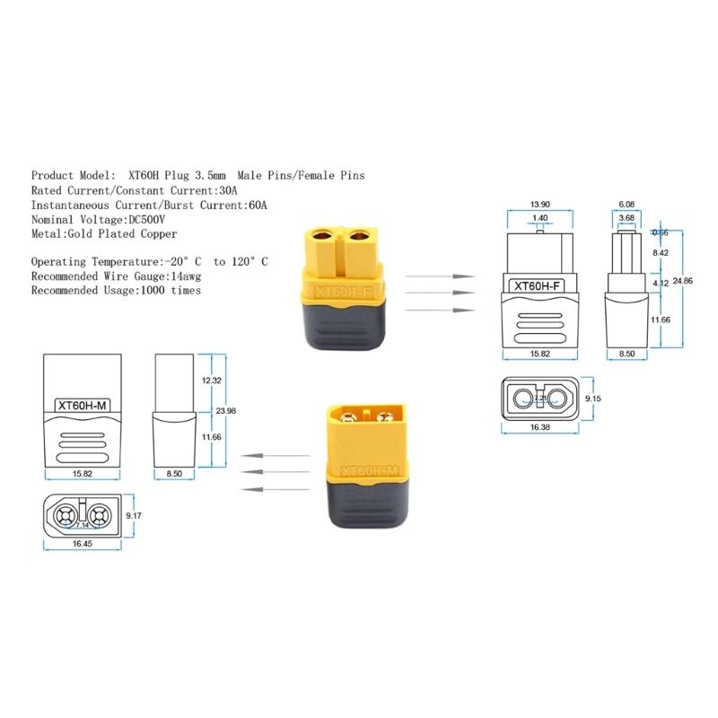 5/10 Pair XT60H Connectors Male Female Power Quick Release Connectors Battery Motor 3D Printer Toy Vehicle Equipment