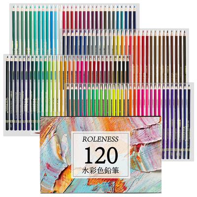 Coffret de crayons de couleur Roleness pour enfants et crayons aquarelle à mine tendre de qualité professionnelle, comprenant un pinceau à réservoir d'eau et un taille-crayon (120 couleurs).