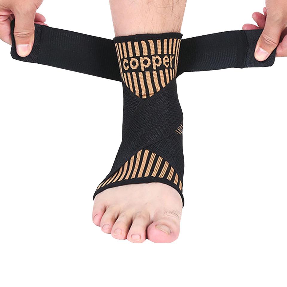 1Pcs Copper Ion Ankle Brace Adjustable Knitted Ankle Brace Compression Strap Fitness Cycling Running Copper Fiber Ankle Brace
