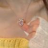 Glänzende Y2K-Halskette mit rosa Herz für Frauen, süßer, cooler Teenager, Kpop-Schleife mit Strasssteinen, zarte Schlüsselbeinkette, Choker, Partyschmuck