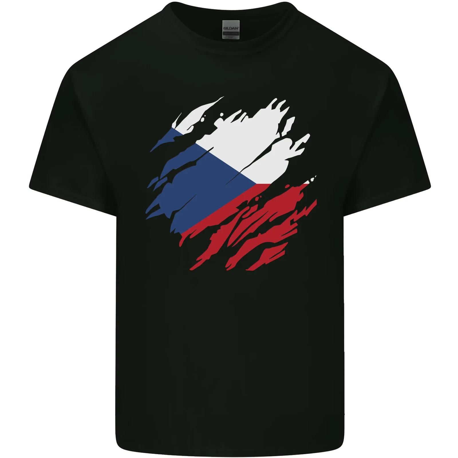 Torn Czechia Flag Czech Republic Day Football Kids T-Shirt Childrens 2XL