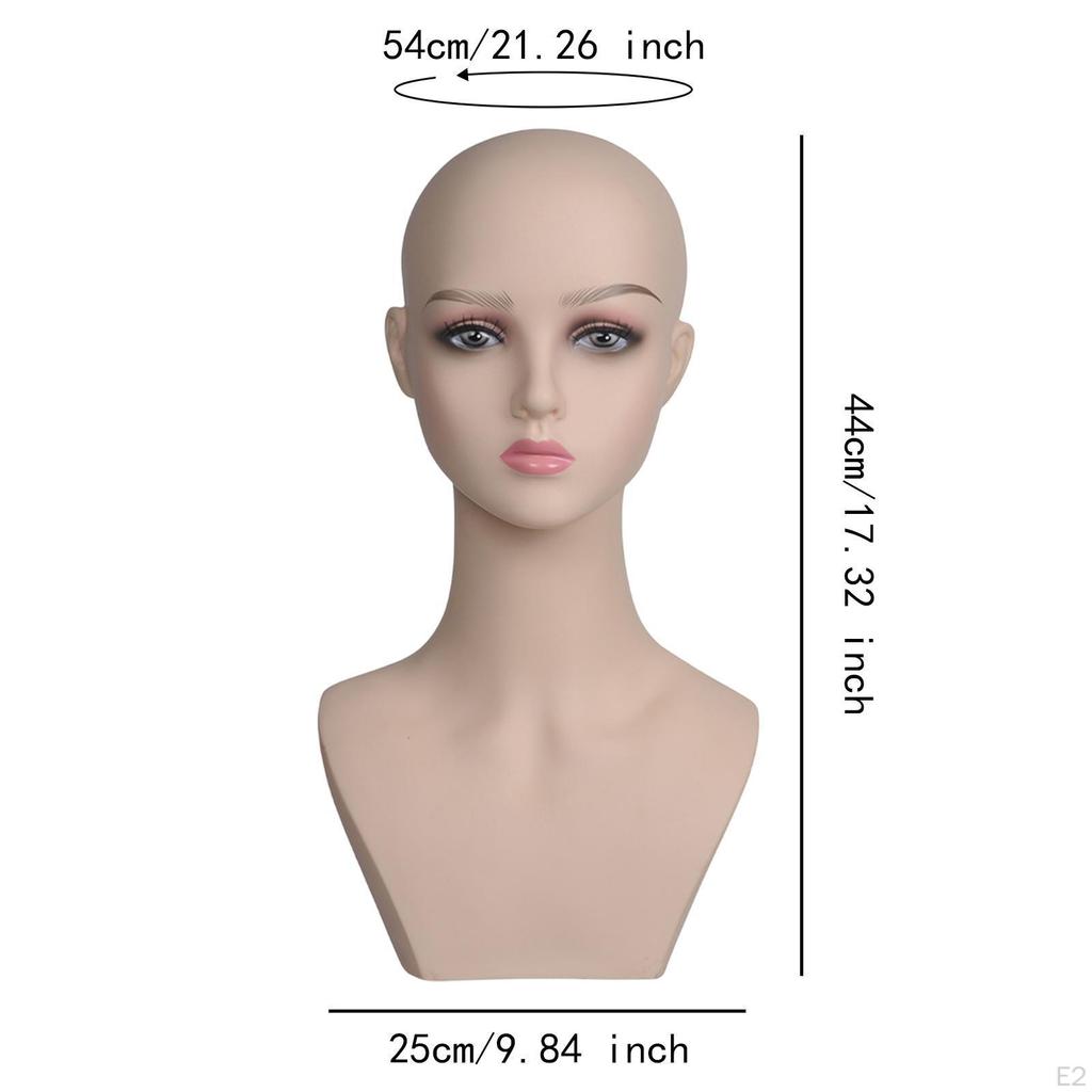 Female Mannequin Head ,with Shoulder, Multipurpose, with Makeup Smooth Manikin Wig Stand