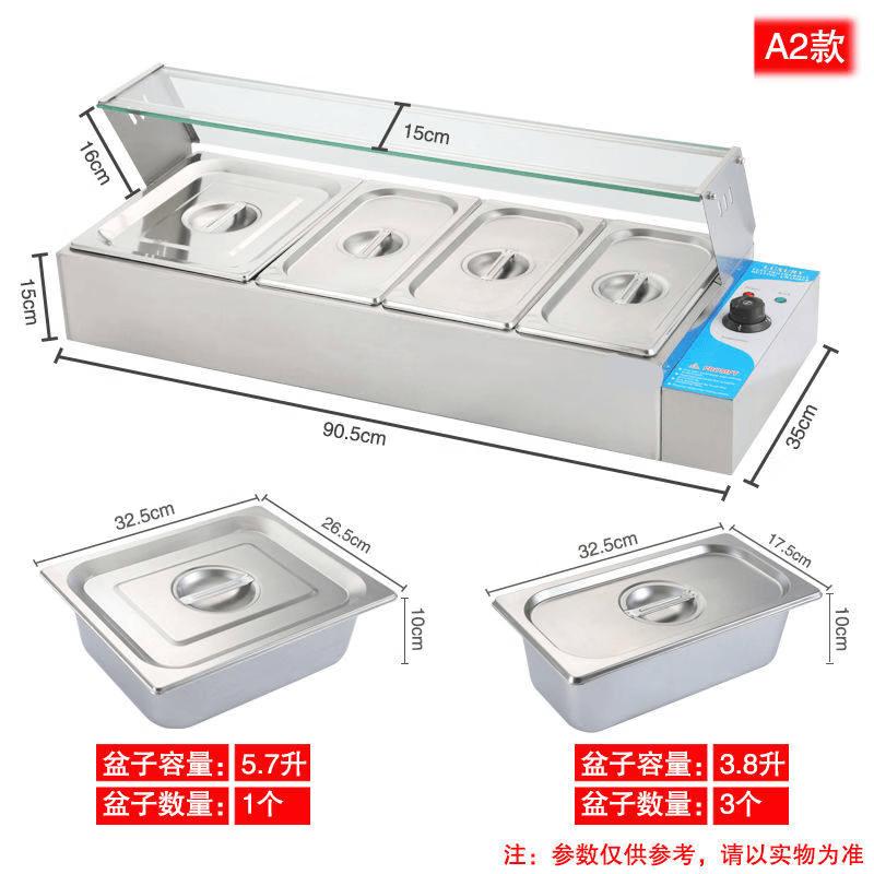 Commercial Stainless Steel Food Warming Counter with Glass Cover