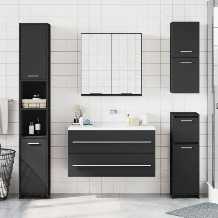 VidaXL Bathroom Mirror Cabinet Black Engineered Wood, Bathroom Furniture, Vanity Unit, Medicine Cabinet 833560