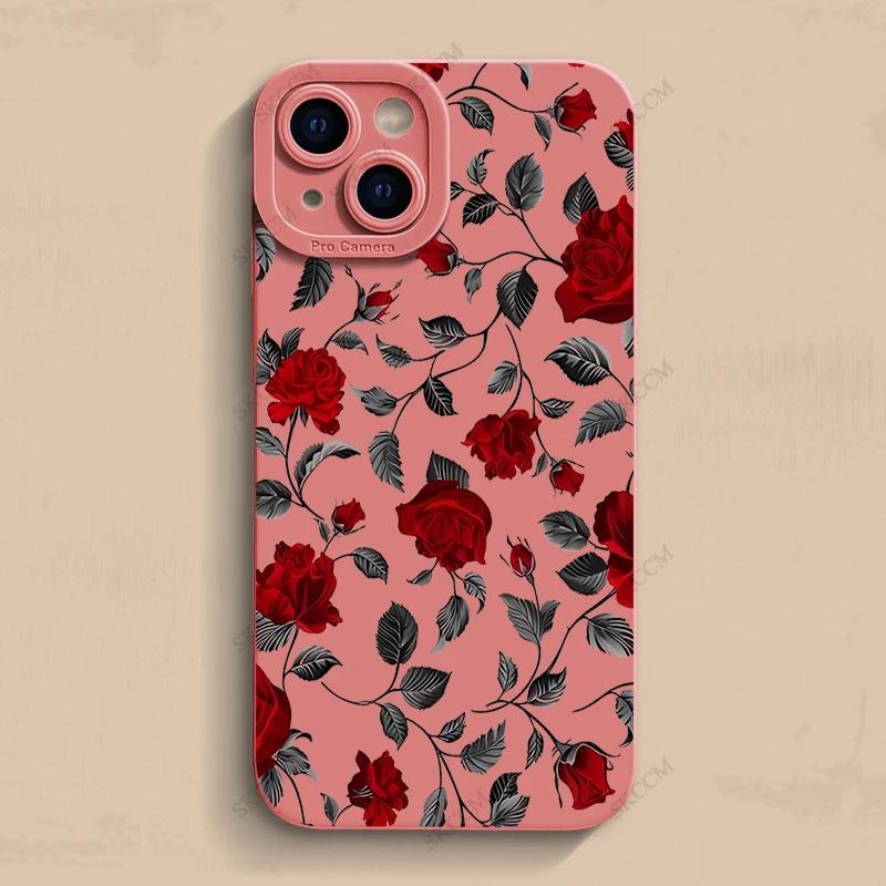 Nový Retro Módní Růžový Kryt na Telefon Pro iPhone 16 15 14 13 12 11 Pro Max XS XR X 7 8 16 Plus Nárazuvzdorný Matný Měkký Silikonový Kryt