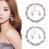 Fashion 18k Gold Plated Pearl Necklace Set/Jewellery Set with Fancy Earrings for Girls/Women