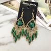 Vintage court gem set earrings long temperament bohemian earrings niche earrings women