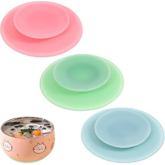 DOITOOL 3pcs Silicone Suction Plate Double Sided Suction Cups Silicone Utensil Rest Sucker Pads for Plate Silicone Grip Dish Suction Cup Plates Plate