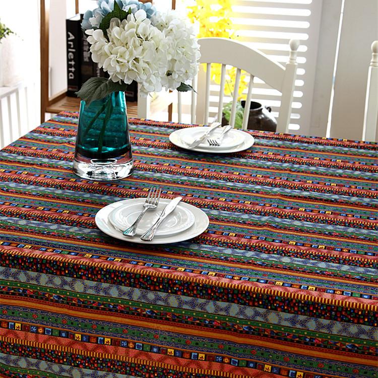 South East Asia Famous Bronzing Striped Cotton And Linen Lace Tablecloth Coffee Table Tablecloth Table Cloth