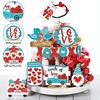 Valentine's Day Tiered Tray Decor Delicate Wooden Valentine Tabletop Decor Reusable Valentine Tray Decoration Love Red Truck