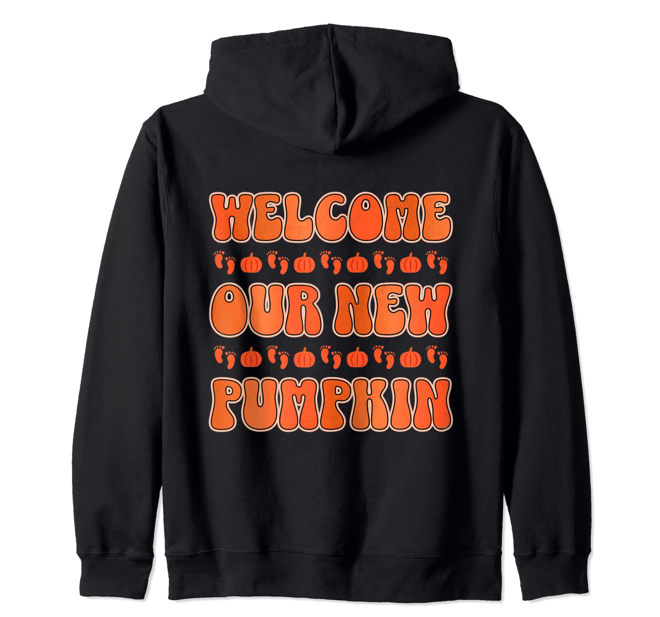 

Welcome New Pumpkin Pregnancy Announcement Pregnant Zip Hoodie чорний