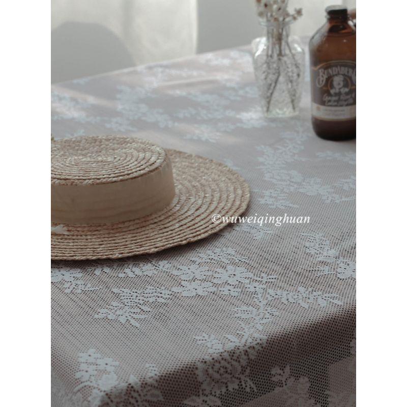 

Zhiwu Years Quiet White Lace Tablecloth French Gentle Home Decorative Cloth Shooting Props White Lace 120*150cm