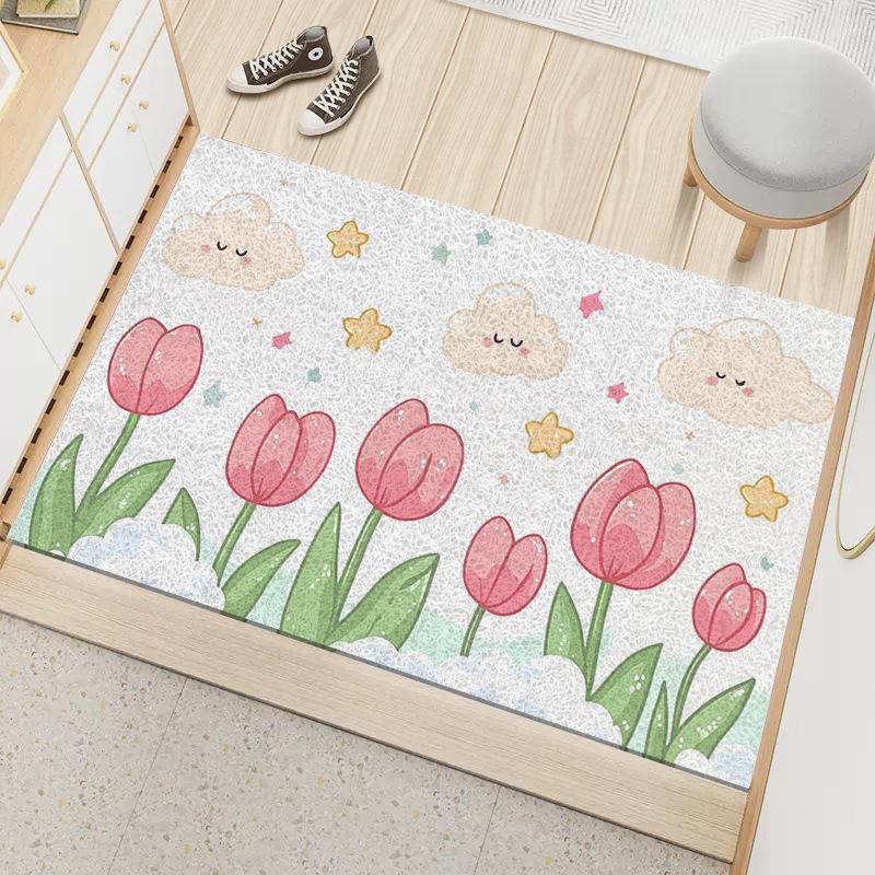 Cartoon Silk Mat Non-slip Door Mat Wear-resistant Mat Dust Removal Porch Mat Dirt, Oil and Dirty Door Carpet