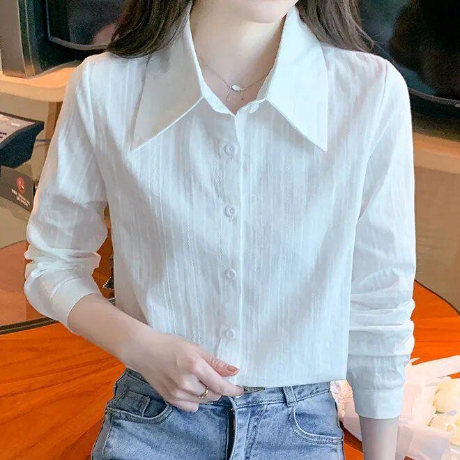 

2025 Spring & Fall New Versatile Long Sleeve Turn-Down Collar Fashion Shirt XL