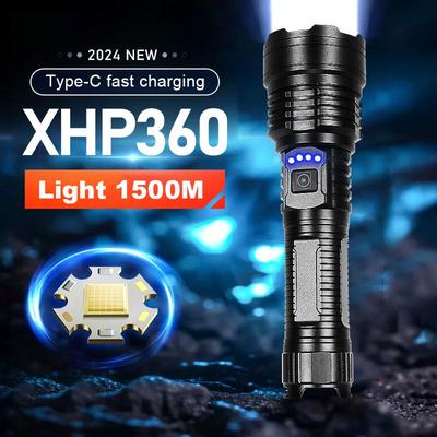 XHP360 Πιο ισχυρός φακός LED Επαναφορτιζόμενος φορητός φακός USB Αδιάβροχο φως εξωτερικού χώρου φανάρι κάμπινγκ