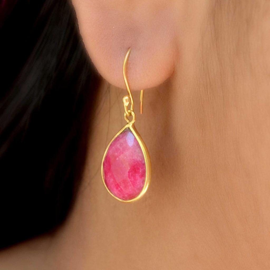 Náušnice z ryzího stříbra 925, Hruškovitý drahokam, Ručně vyráběné náušnice, Dárek pro ni