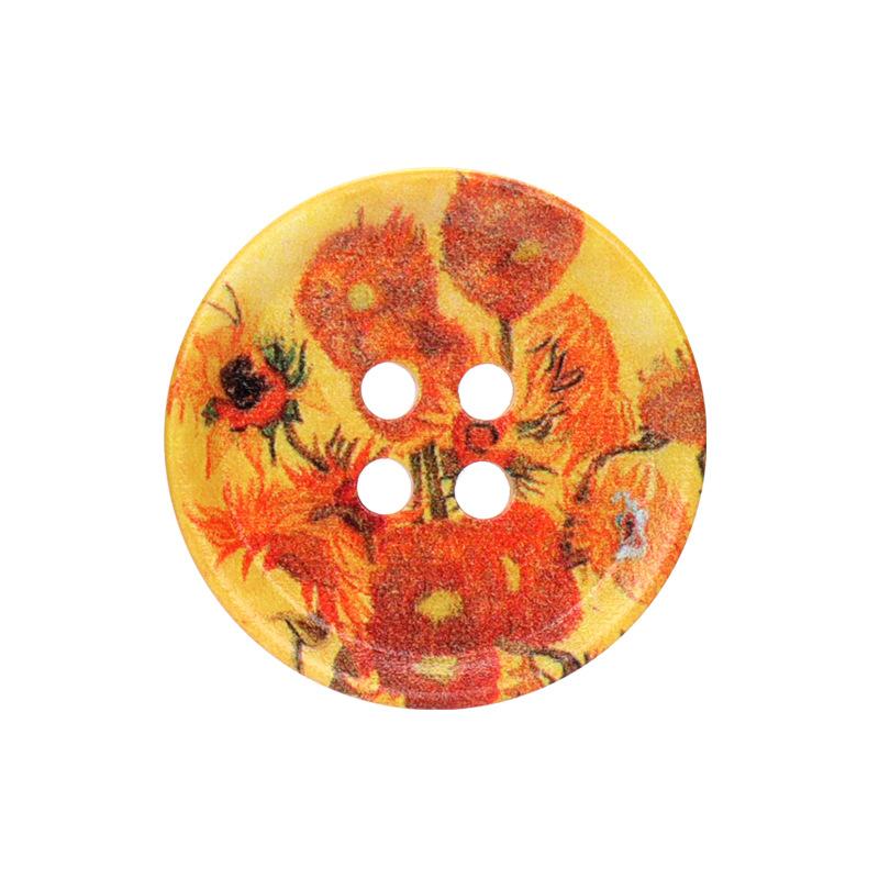 Resin Buttons with Oil Painting Print, Set of 30 for Sewing and Projects