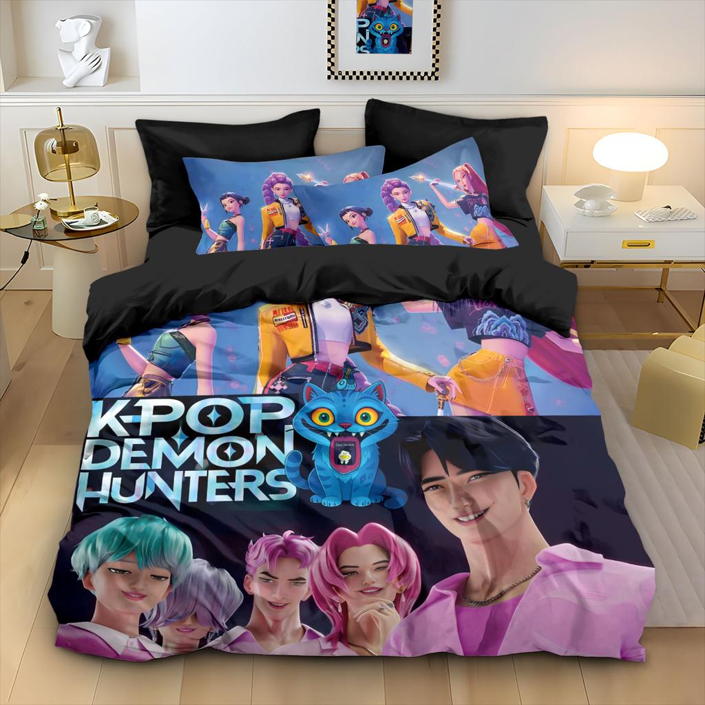 Set Letto KPOP Cacciatori di Demoni Queen King Size EU Singolo Copripiumino Copriletto Set Copripiumino Con Federe Per Compleanno Ragazze