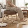 Round Shape Sliding Wheel Stool Universal Wheel Contrasting Color Small Stool Solid Frame Padded Seat Shoe Changing Stool