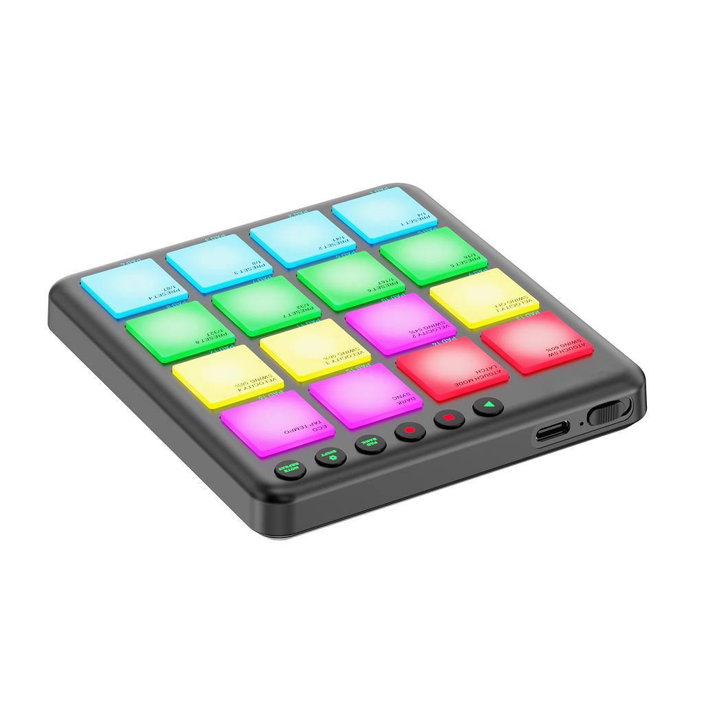 MIDI Controller 16 Key Dynamic RGB Pad BT Wireless MIDI Pad Rechargeable Portable Plug and Play for Music Production