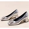 Fashion New Style Women's Summer Heels Women Sandals Luxury Crystal Mid Party Shoes Chunky Slingback Slippers Designer Sexy Pumps Fad