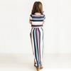 Fashion Rainbow Stripe Children Kids Girls Maxi Dress Short Sleeve Summer Long Beach Dress 1-7Y