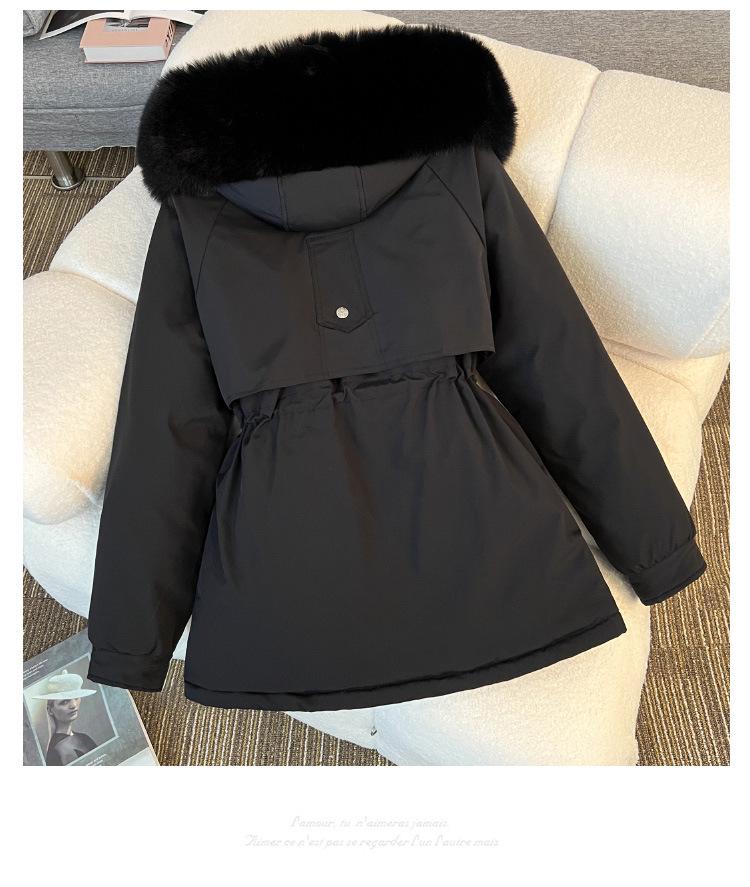 Women's Winter Parka: New Year Cotton Jacket with Large Fur Collar, Loose Fit, Thickened, Korean Style