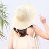 Foldable tether handmade crochet straw hat children summer sun protection bucket hat beach vacation shade basin hat