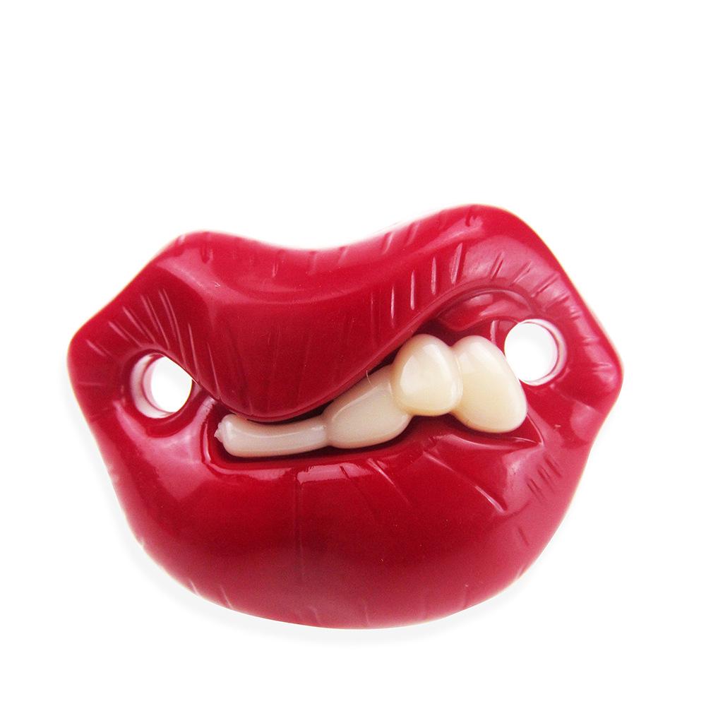 Baby Silicone Pacifier with Goofy Mustache & Teeth - Red Lips, 20 Styles
