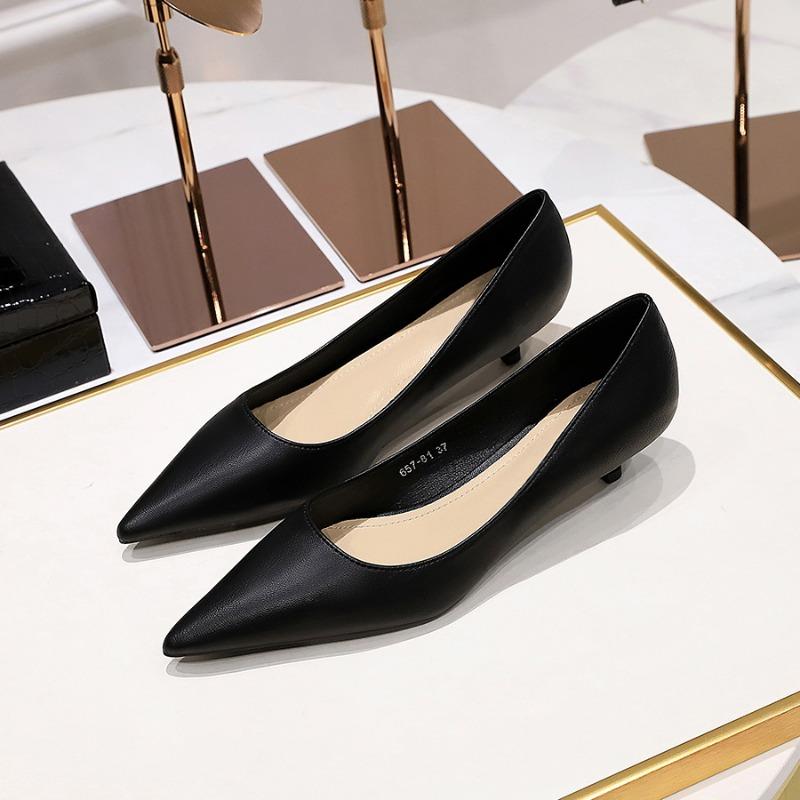 Women 4cm High Heels Classic Office Pumps Lady Fashion Korean Style Daily Low Heels Female Pointed Toe Wedding Green Shoes