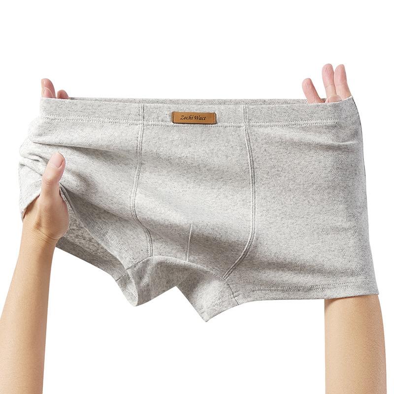 Men's Autumn Casual Pure Color Breathable Comfortable Cotton Antibacterial Mid Waist Flat Angle Briefs